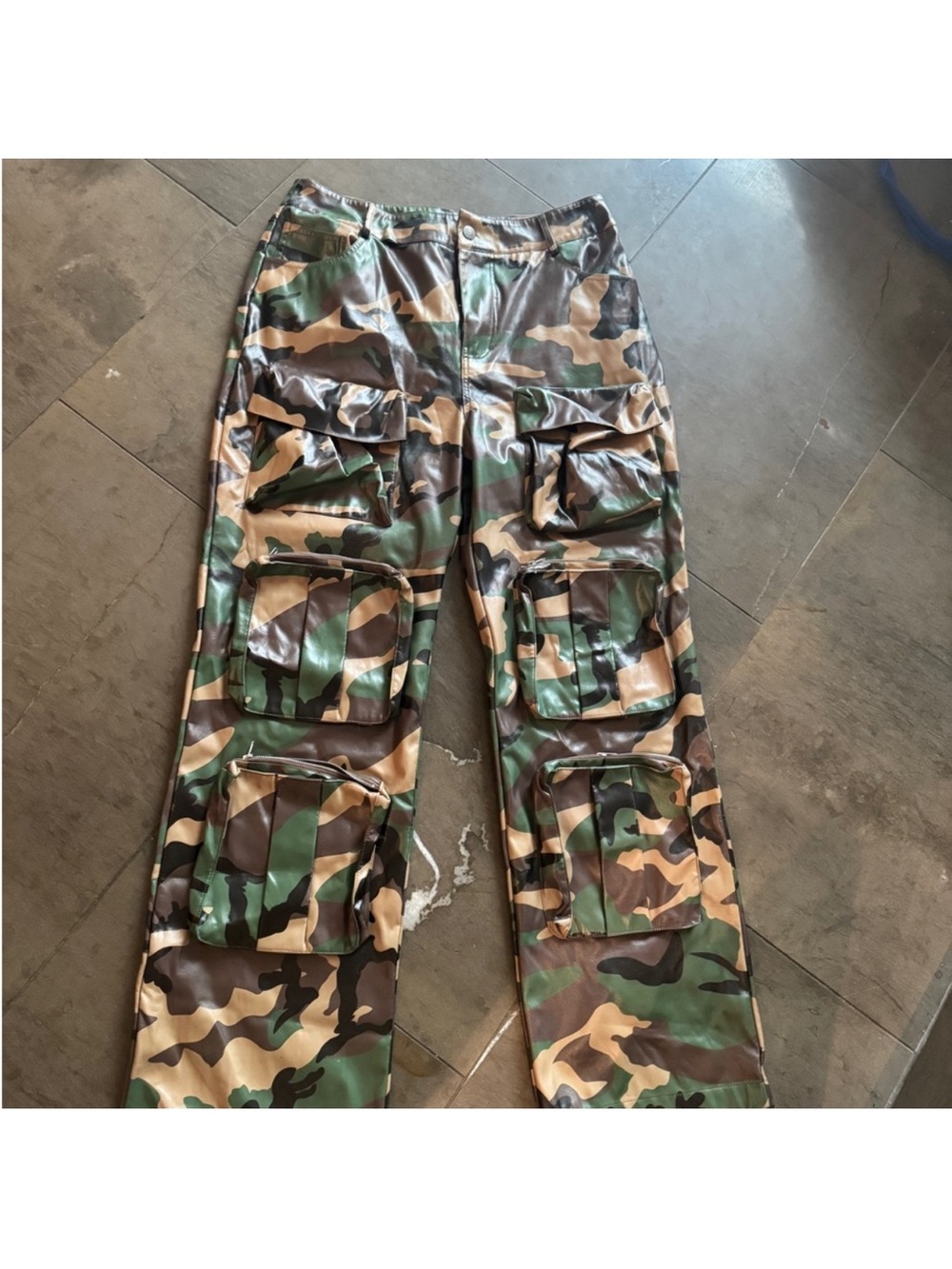 Fashion Nova Camouflage Cargo Pants - Shiny Camo